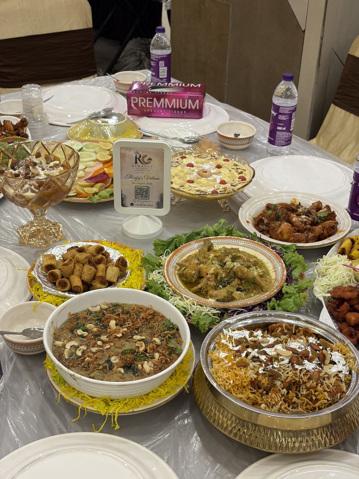 Riwayat Caterers banquet spread at a Hyderabadi valima